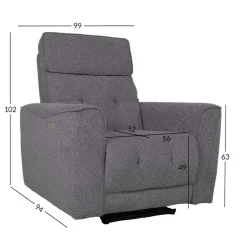 Recliner-nojatuoli Glendor sähköisellä mekanismilla harmaa