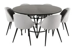 Ruokailuryhmä Copenhagen 6 Luisa ruokatuolia Harmaa/Musta Furniture Fashion