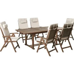 Ruokailuryhmä ulos 6-istuttava Amantea Premium akaasiapuu Ruskea/Beige