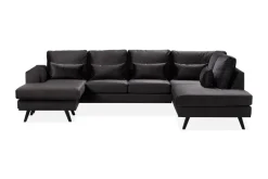 Scandinavian Choice Copenhagen Compact 4-istuttava Oikeakätinen U-muotoinen Large Sohva Divaanilla ja Schäslongilla Sametilla Tummanharmaa