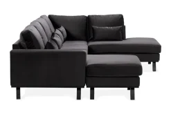 Scandinavian Choice Copenhagen Compact 4-istuttava Oikeakätinen U-muotoinen Large Sohva Divaanilla ja Schäslongilla Sametilla Tummanharmaa