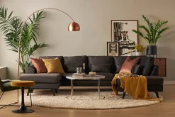 Scandinavian Choice Copenhagen Compact 4-istuttava Oikeakätinen U-muotoinen Large Sohva Divaanilla ja Schäslongilla Sametilla Tummanharmaa