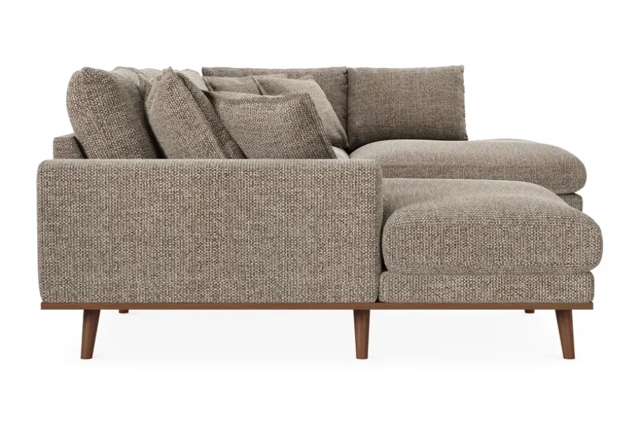 Scandinavian Choice Copenhagen Premium 5-istuttava Oikeakätinen U-muotoinen Sohva Divaanilla ja Schäslongilla Chenillekankaalla Ruskea