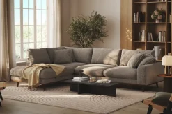 Scandinavian Choice Copenhagen Premium 4-istuttava Vasenkätinen L-muotoinen Sohva Schäslongilla Chenillekankaalla Ruskea