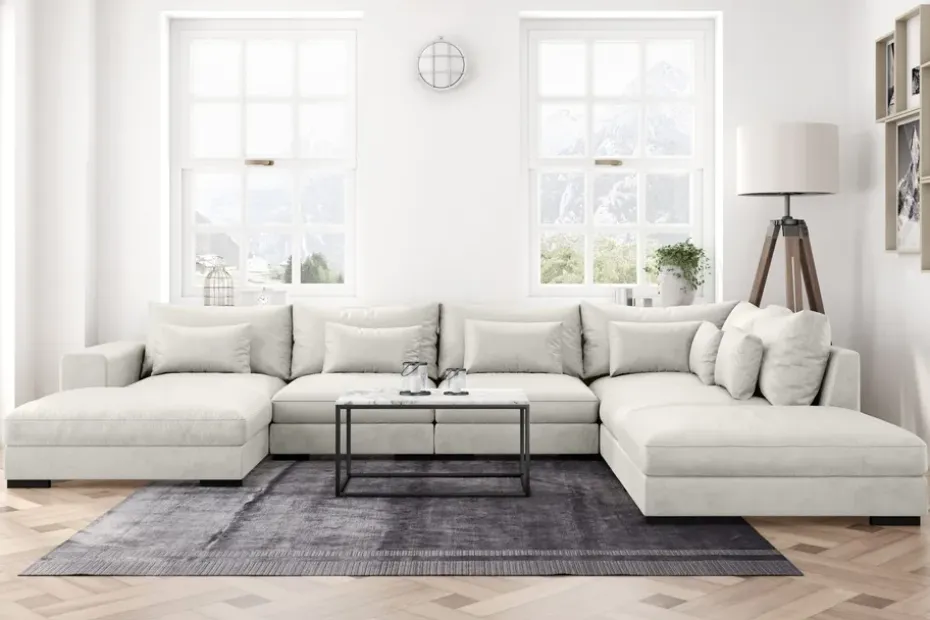 Scandinavian Choice Dubai U-moduulisohva divaanilla vasen, sametti, erikoissyvä Valkoinen