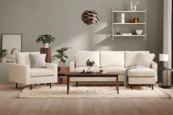 Scandinavian Choice Peppe 3-istuttava Käännettävä L-muotoinen Divaanisohva Manchesterista Beige