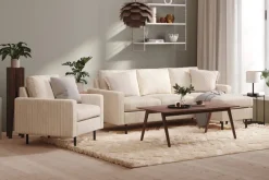 Scandinavian Choice Peppe 3-istuttava Käännettävä L-muotoinen Divaanisohva Manchesterista Beige