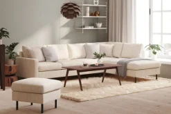 Scandinavian Choice Peppe 4-istuttava Oikeakätinen L-muotoinen Divaanisohva Manchesterista Beige