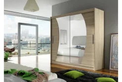 Scandinavian Choice Vaatekaappi London liukuovet Kaareva Peili Beige/Puu/Luonnonväri