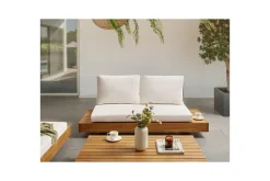 2-sitssoffa Beliani Marettimo Light wood, White