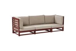 3-sitssoffa Beliani Trani Mörkt trä/grått/beige, Nej Dark wood||Grey||Beige