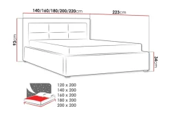 Sänky Havberg 200x200 cm Metallikehys Vaaleanharmaa