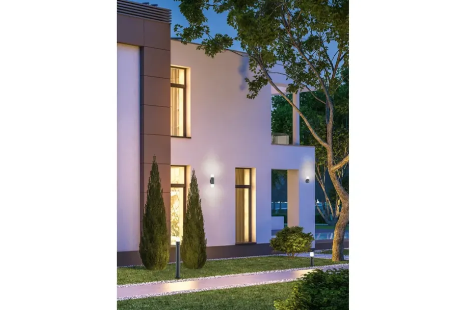 Trio Lighting Seinävalaisin Hoosic 2xE27 Liiketunnistin Antrasiitti TRIO