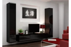 TV-kalustepaketti Vigo 260x40x180 cm Musta/Valkoinen