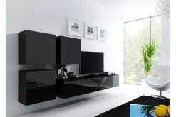 TV-kalustepaketti Vigo 230x40x180 cm Musta/Valkoinen