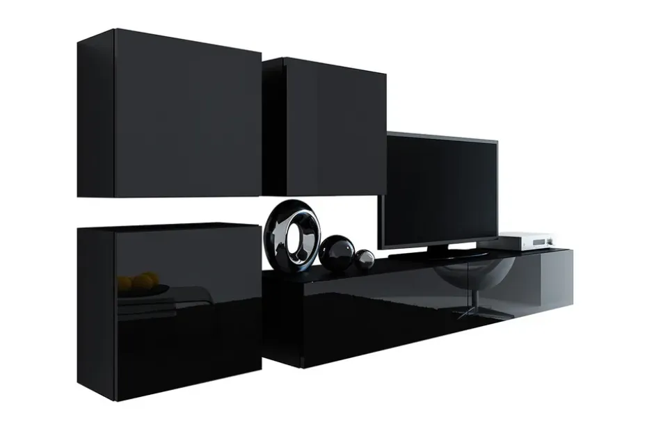 TV-kalustepaketti Vigo 230x40x180 cm Musta/Valkoinen