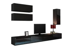 TV-kalustepaketti Vigo 280x40x180 cm Musta/Valkoinen