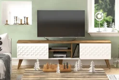 TV-taso Dumö 180 cm Valkoinen/Ruskea