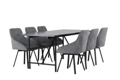 Venture Home Ruokailuryhmä Astrid 200 cm Suorakulmainen 6 Rosie Tuolia Musta