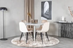 Venture Home Ruokailuryhmä Pinilla 100 cm Pyöreä 4 Tommy tuolia Valkoinen/Musta/Beige
