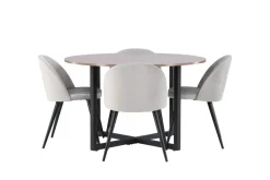 Venture Home Ruokaryhmä Durango 120 cm Pyöreä 4 Velvet tuolilla Pähkinä