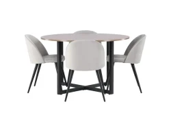 Venture Home Ruokaryhmä Durango 120 cm Pyöreä 4 Velvet tuolilla Pähkinä
