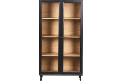 Vitrinikaappi Tingledale Musta, vaalea puu, 80x40x151 cm Musta, vaalea puu, 80x40x151 cm