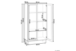 Vitrinikaappi Tingledale Musta, vaalea puu, 80x40x151 cm Musta, vaalea puu, 80x40x151 cm
