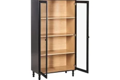 Vitrinikaappi Tingledale Musta, vaalea puu, 80x40x151 cm Musta, vaalea puu, 80x40x151 cm