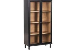 Vitrinikaappi Tingledale Musta, vaalea puu, 80x40x151 cm Musta, vaalea puu, 80x40x151 cm