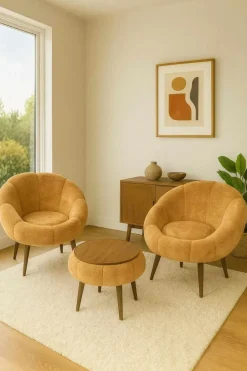 Wing Chair & Coffee Table Set (3 Pieces) Atelier Del Sofa