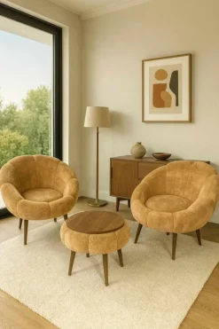 Wing Chair & Coffee Table Set (3 Pieces) Atelier Del Sofa
