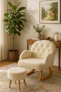 Wing Chair & Pouffe Set (2 Pieces) Atelier Del Sofa