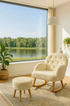 Wing Chair & Pouffe Set (2 Pieces) Atelier Del Sofa
