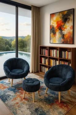 Wing Chair & Pouffe Set (3 Pieces) Atelier Del Sofa