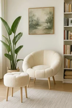 Wing Chair & Pouffe Set (2 Pieces) Atelier Del Sofa