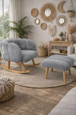 Wing Chair & Pouffe Set (2 Pieces) Atelier Del Sofa