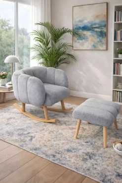 Wing Chair & Pouffe Set (2 Pieces) Atelier Del Sofa