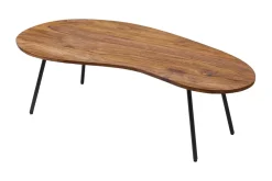 Wohnling Sohvapöytä Arby 122 cm Munuaisenmuotoinen Massiivi Puu/Musta
