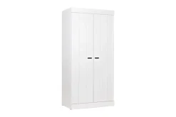 WOOOD Vaatekaappi Floella 94 cm 2 ovea Valkoinen Mänty