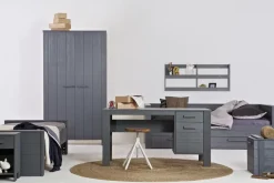 WOOOD Vaatekaappi Mitchell 111 cm Teräksenharmaa mänty